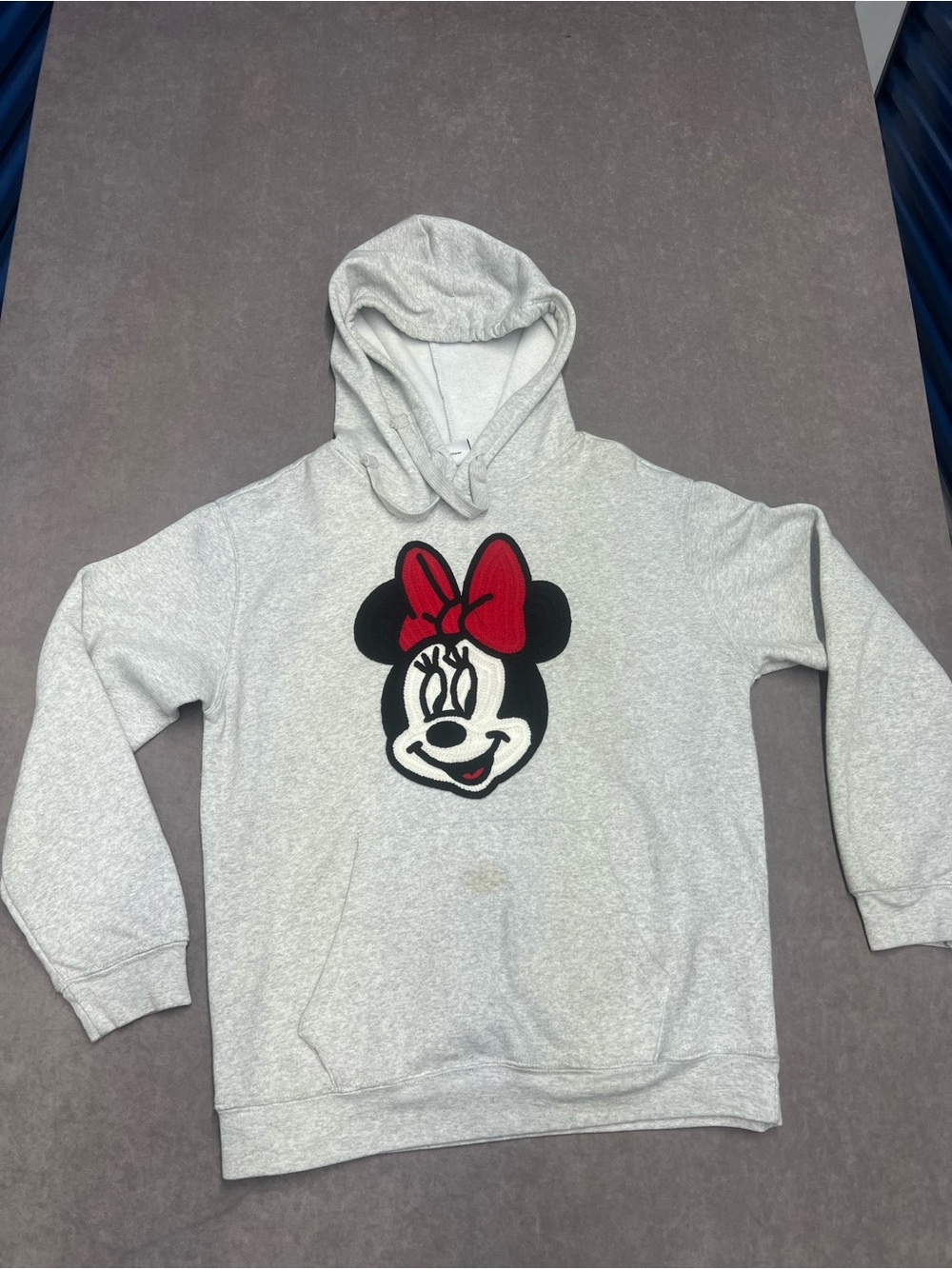 Disney Gray Hoodie with Minnie Mouse Graphic and Red Bow